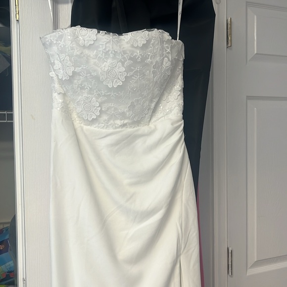 Lulus Refined Glow White 3D Embroidered Sequin Strapless Maxi Dress - Picture 3 of 3